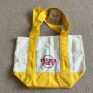 Yellow and White Canvas Tote Bag
